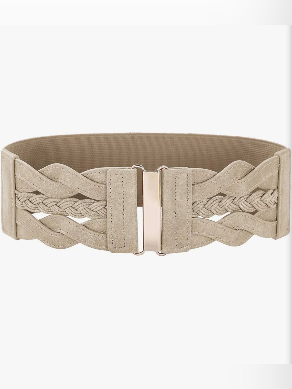 ❤️ Elastic Braided Waist Belt in Beige